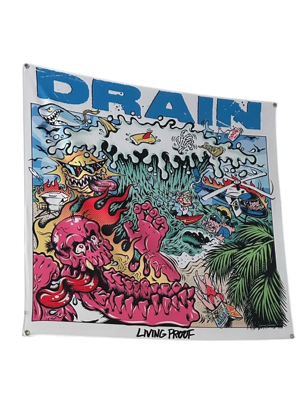 Drain Living Proof Hardcore Punk Band Tapestry Wall Hanging Flag Banner 48x48